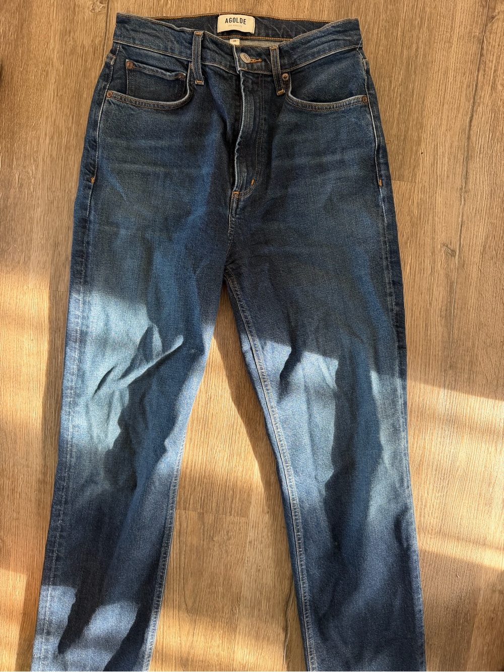 Agolde Women's Straight Leg Dark Blue Denim Jeans